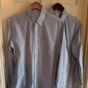 Two Men’s Brooks Brothers Blue and White Striped Dress Shirts — Regent Fit, Sz M